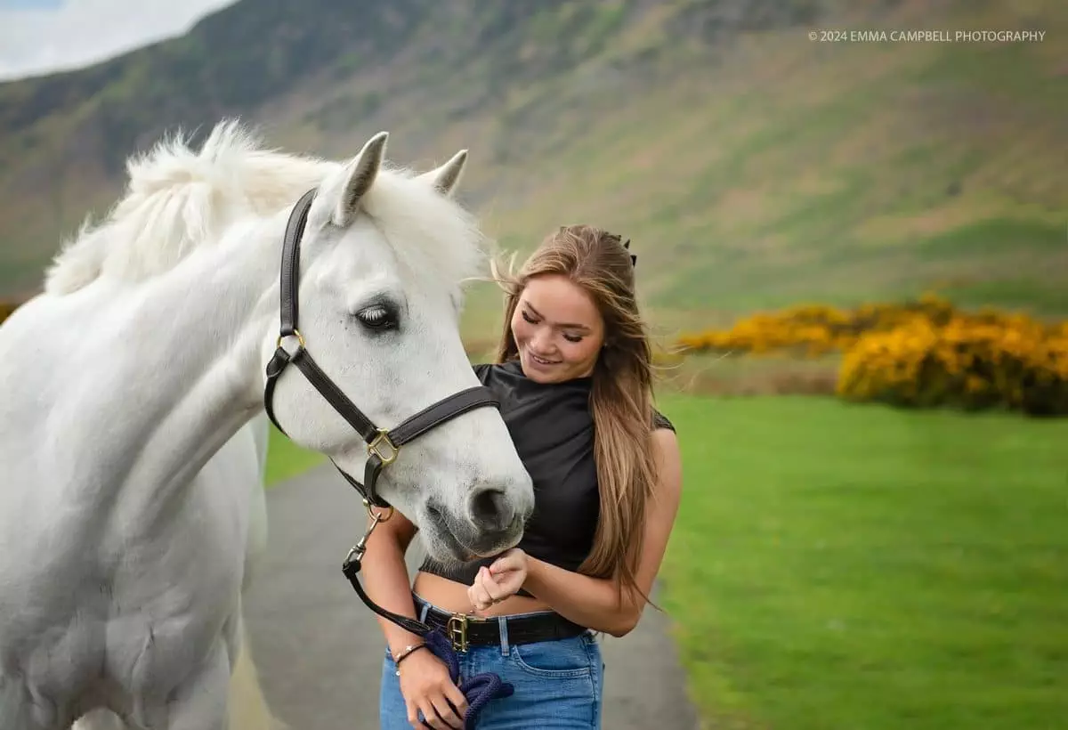 Connie modeling on her horse Flip - for an equine portrait session with Digital Camera magazine - and their unique connection - horse and owner