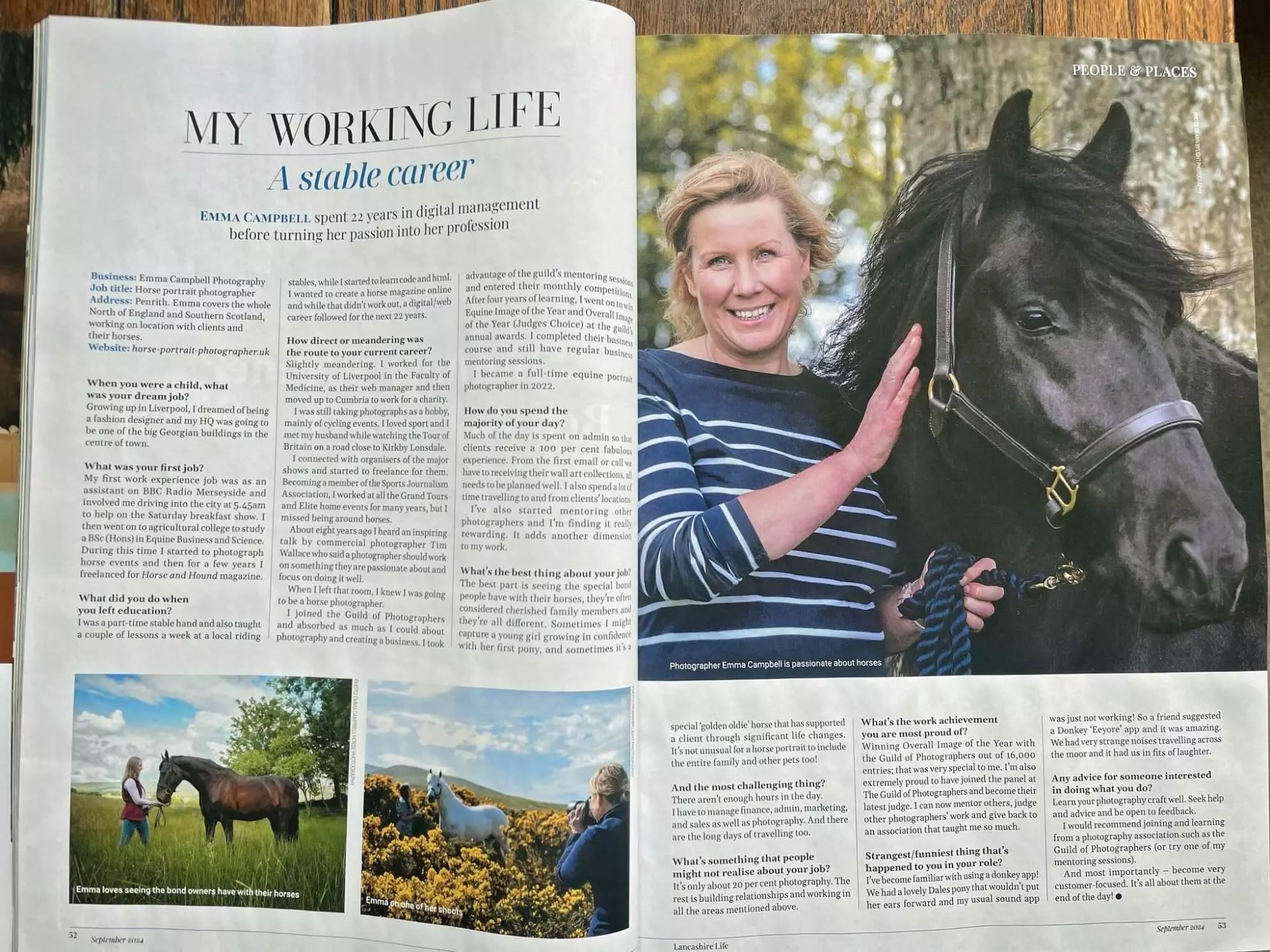 Horse photographer Emma Campbell in Lancashire Life Magazine