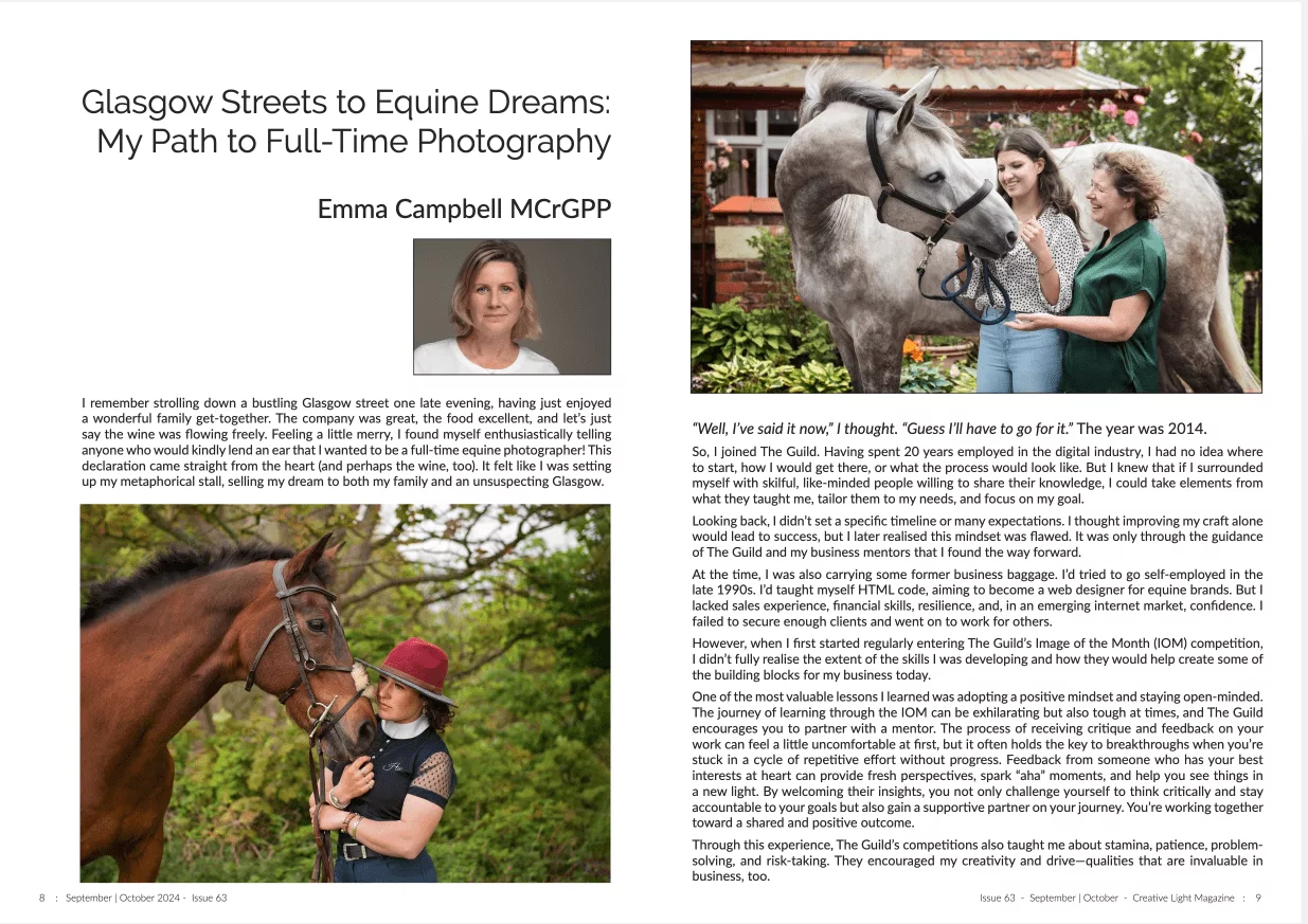 Creative light Magazine. How I became a full time Horse Photographer - Emma Campbell