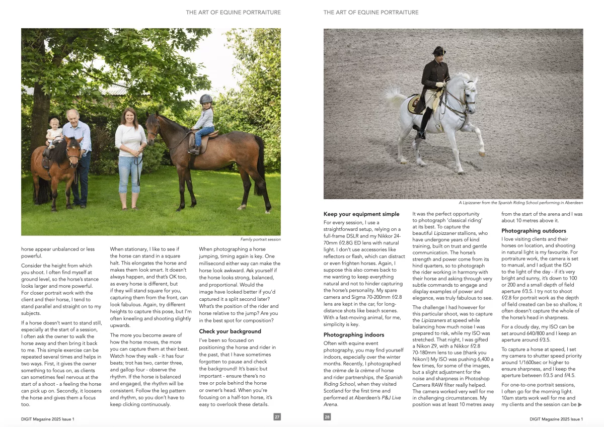 Horse photography - article for RPS, by Emma Campbell